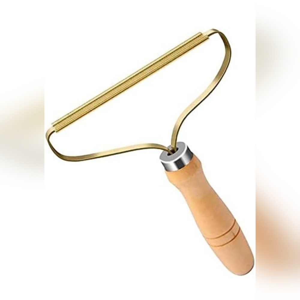Reusable Metal Pet Hair Remover with Wooden Handle, Lint Remover